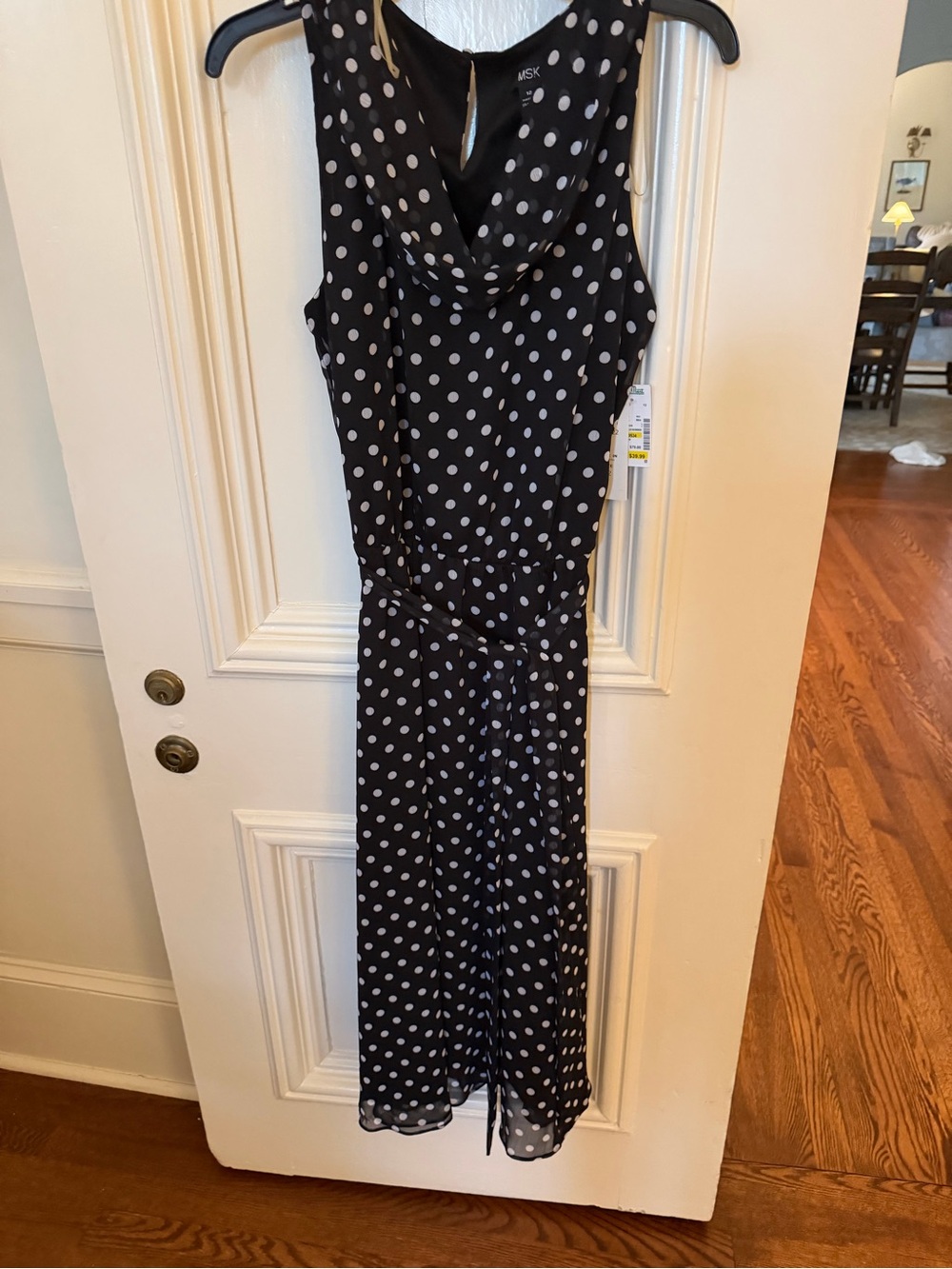 MSK Black and White Polka Dot Midi Dress